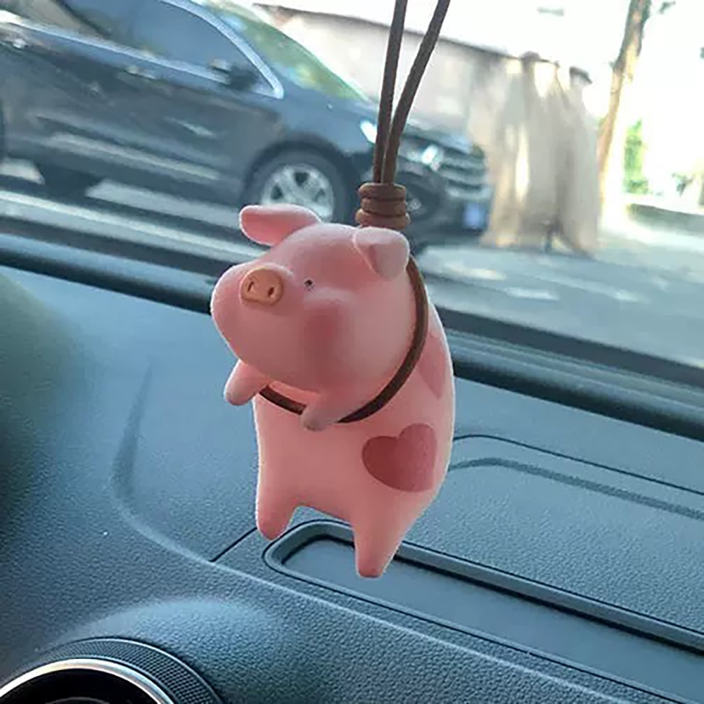 Cute Pig Car Accessorie Swing Pig Car Pendant Auto Rearview Mirror Pendants Birthday Gift Auto Decoraction Ornaments Coche