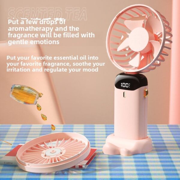 USB Portable Handheld Fan – Foldable Mini Neck Fan with Digital Display & Aroma Function - Image 2
